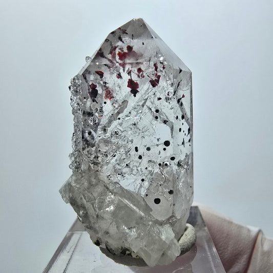 Harlekin Phantom Amethyst mit Analcim, Calcit Streep Mine Goboboseb Namibia 39*23*18mm