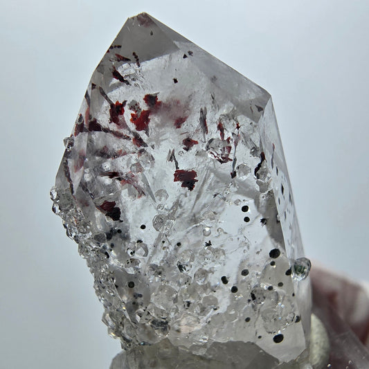 Harlekin Phantom Amethyst mit Analcim, Calcit Streep Mine Goboboseb Namibia 39*23*18mm