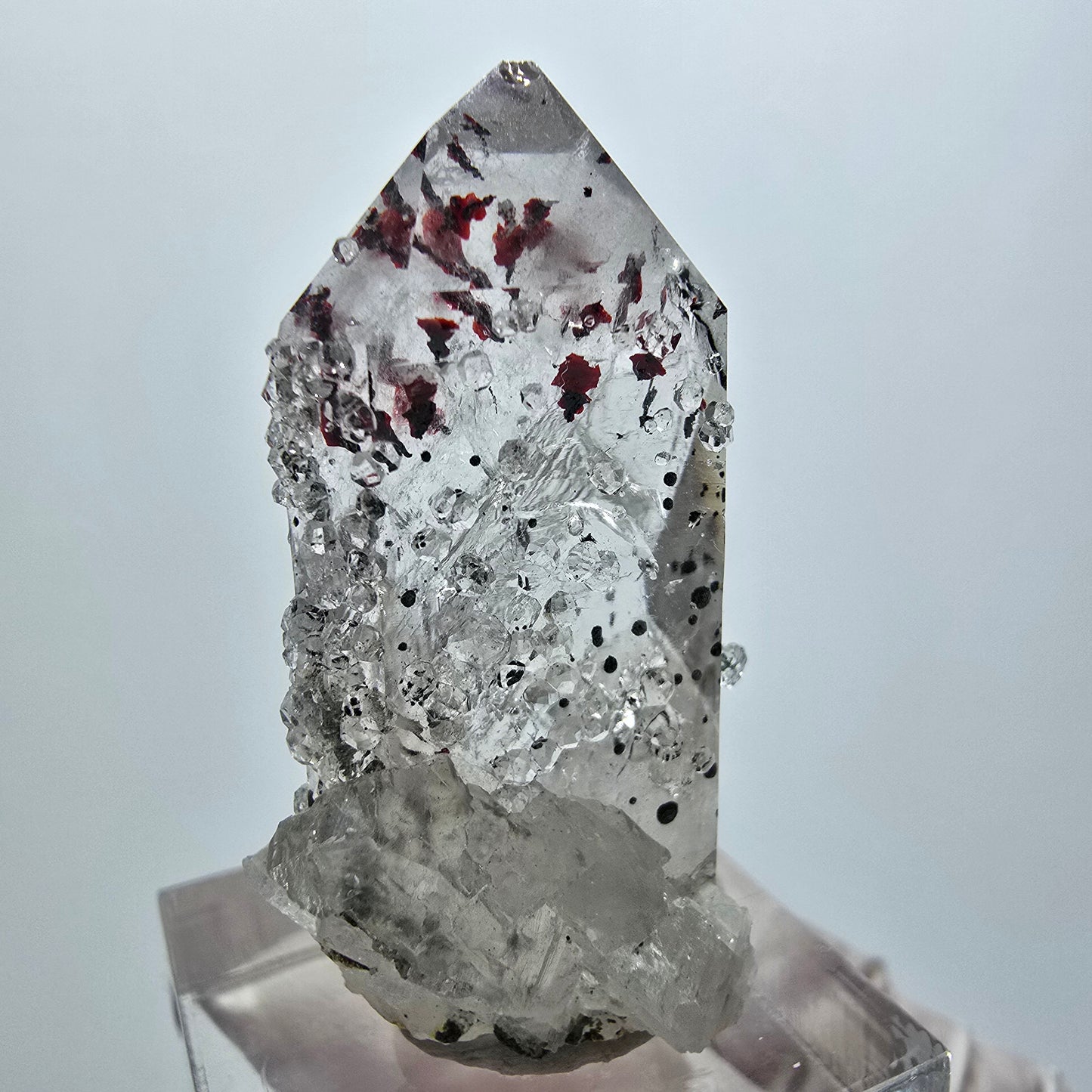 Améthyste fantôme arlequin avec analcim, mine de calcite Streep, Goboboseb, Namibie, 39 x 23 x 18 mm