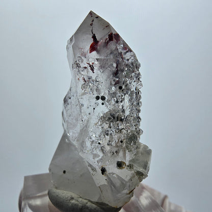 Améthyste fantôme arlequin avec analcim, mine de calcite Streep, Goboboseb, Namibie, 39 x 23 x 18 mm