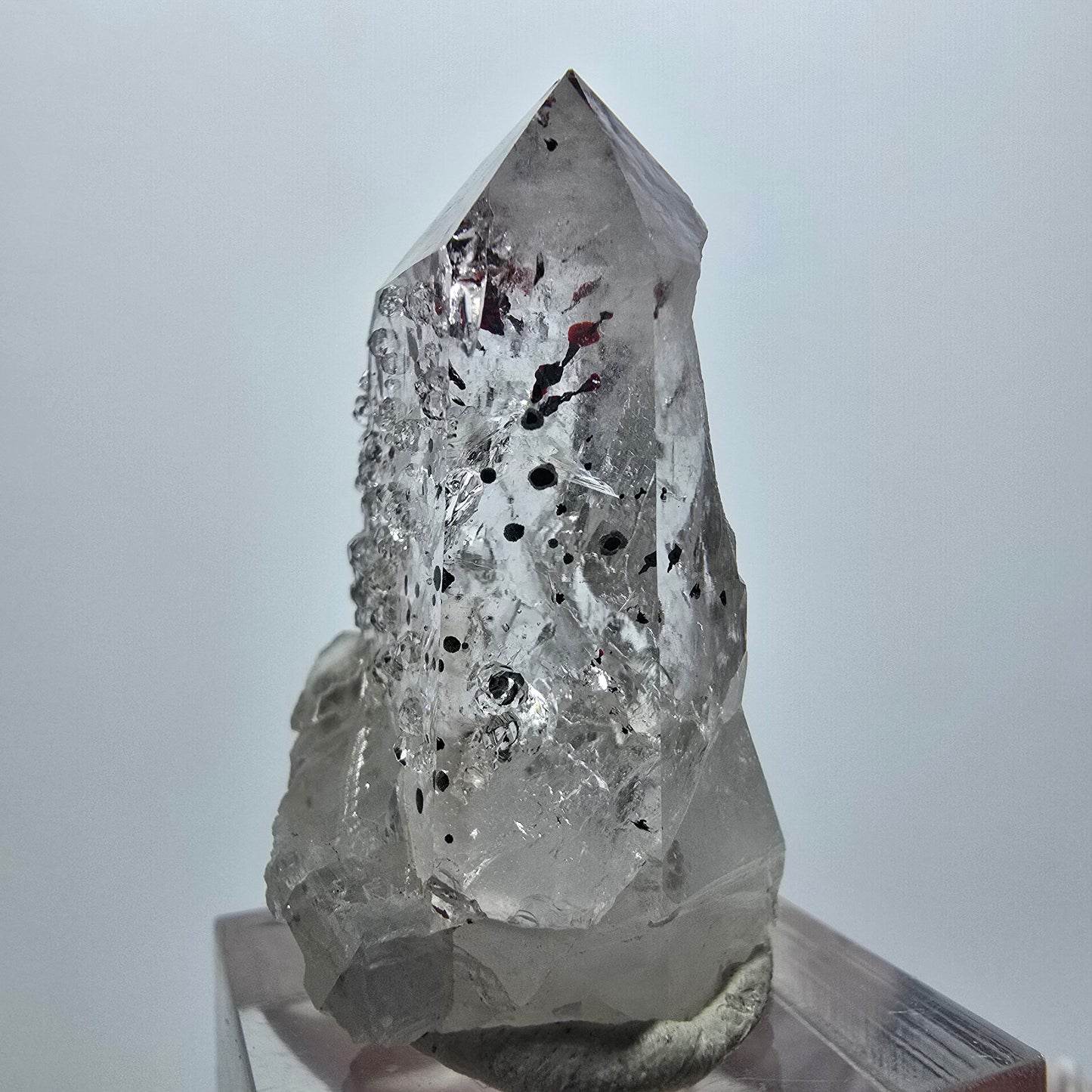 Améthyste fantôme arlequin avec analcim, mine de calcite Streep, Goboboseb, Namibie, 39 x 23 x 18 mm