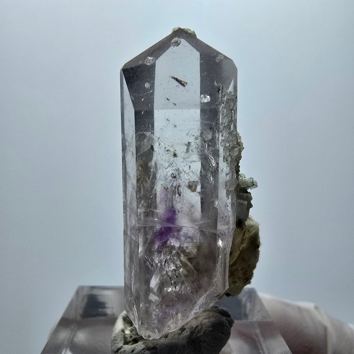 Phantom Amethyst mit Analcim, Prehnit Streep Mine Goboboseb Namibia 37*17*13mm