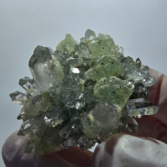 Seltene Starburst Quarz, Prehnit Stufe Streep Mine Goboboseb Namibia 44*37*22mm