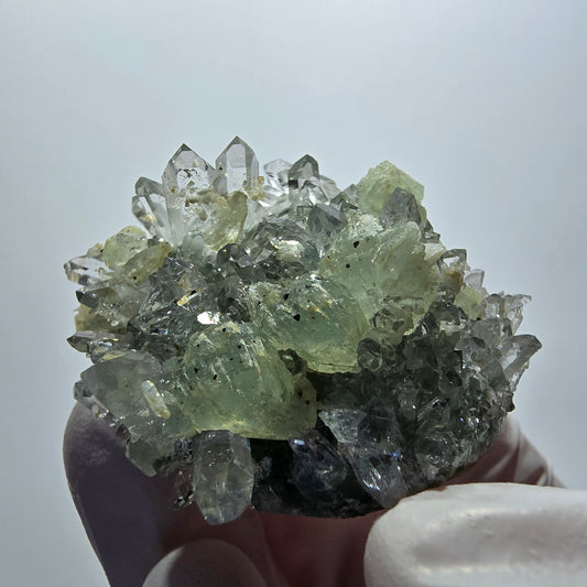 Seltene Starburst Quarz, Prehnit Stufe Streep Mine Goboboseb Namibia 44*37*22mm