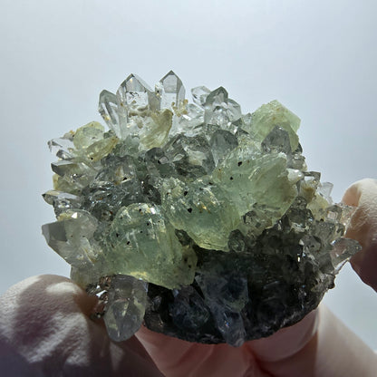 Seltene Starburst Quarz, Prehnit Stufe Streep Mine Goboboseb Namibia 44*37*22mm