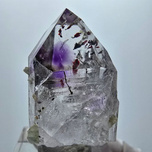 Enhydro Harlekin Phantom Amethyst, Prehnit, Epidot Streep Mine Gobo. Namibia 40*17*21mm