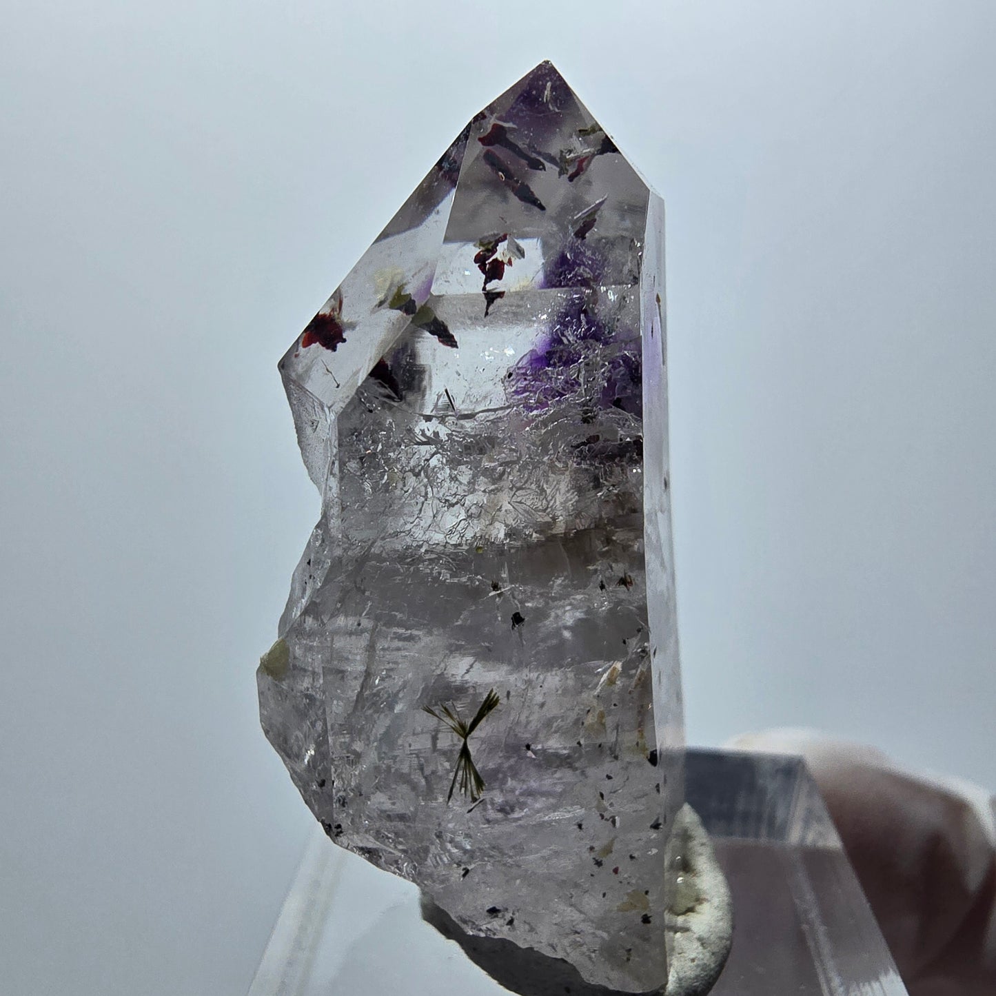 Enhydro Harlekin Phantom Amethyst, Prehnit, Epidot Streep Mine Gobo. Namibia 40*17*21mm