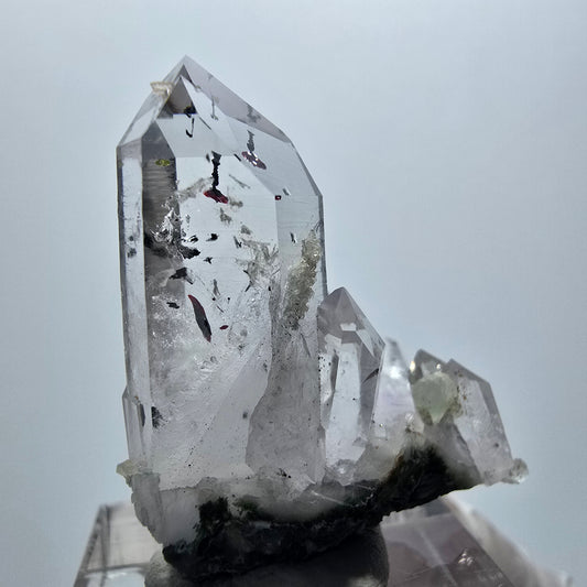 Harlekin Phantom Amethyst mit Prehnit Stufe Streep Mine Goboboseb Namibia 33*29*15mm