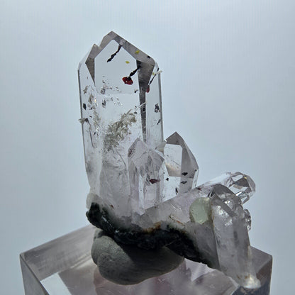 Harlekin Phantom Amethyst mit Prehnit Stufe Streep Mine Goboboseb Namibia 33*29*15mm