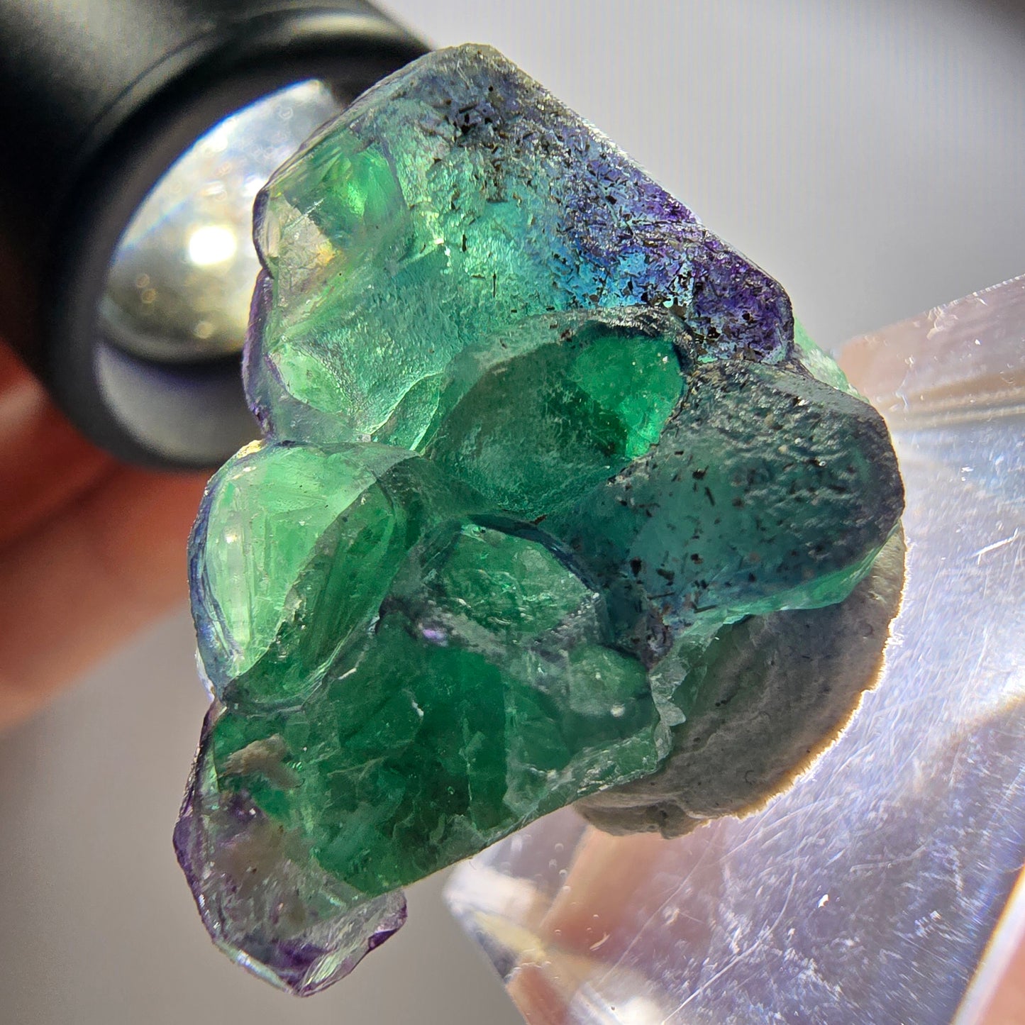 Phantom Fluorite Cube, Orthoclase Specimen, Green Purple Blue Erongo, Namibia 29*24*16mm 