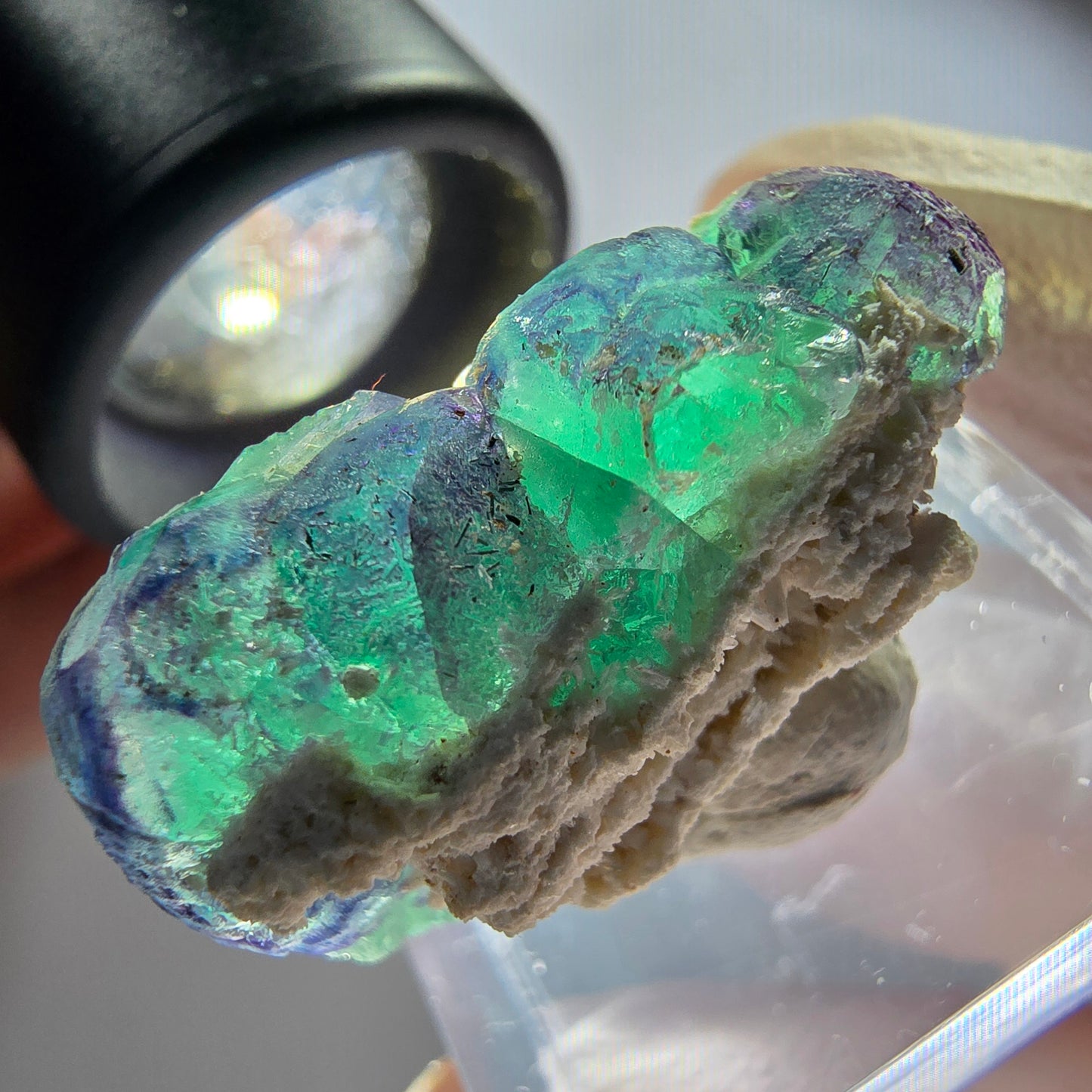 Phantom Fluorite Cube, Orthoclase Specimen, Green Purple Blue Erongo, Namibia 29*24*16mm 