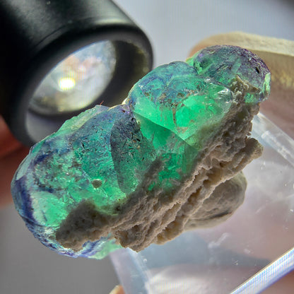 Phantom Fluorite Cube, Orthoclase Specimen, Green Purple Blue Erongo, Namibia 29*24*16mm 