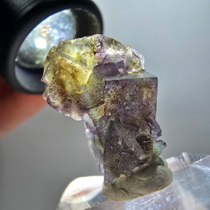 Rare phantom fluorite cube specimen, purple, green, yellow, Erongo, Namibia, 24*15*14mm 