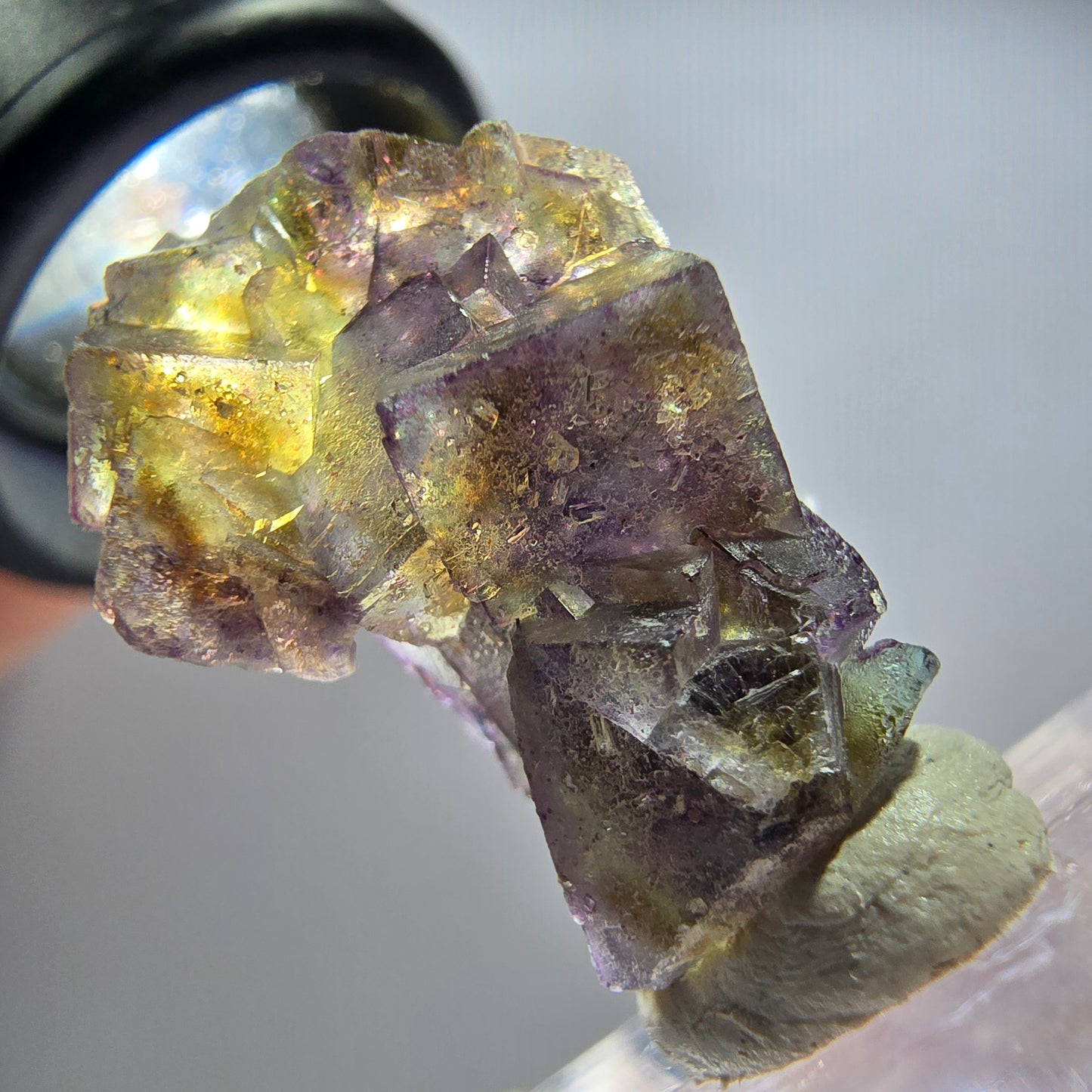 Rare phantom fluorite cube specimen, purple, green, yellow, Erongo, Namibia, 24*15*14mm 