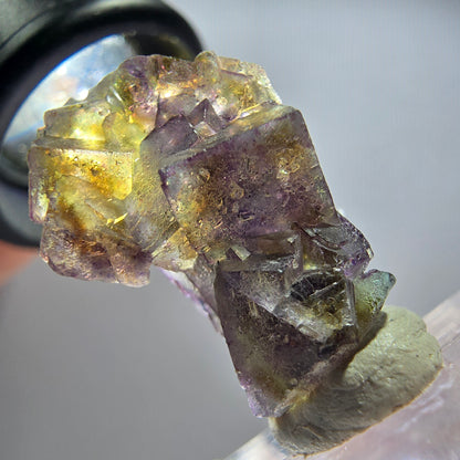 Rare phantom fluorite cube specimen, purple, green, yellow, Erongo, Namibia, 24*15*14mm 