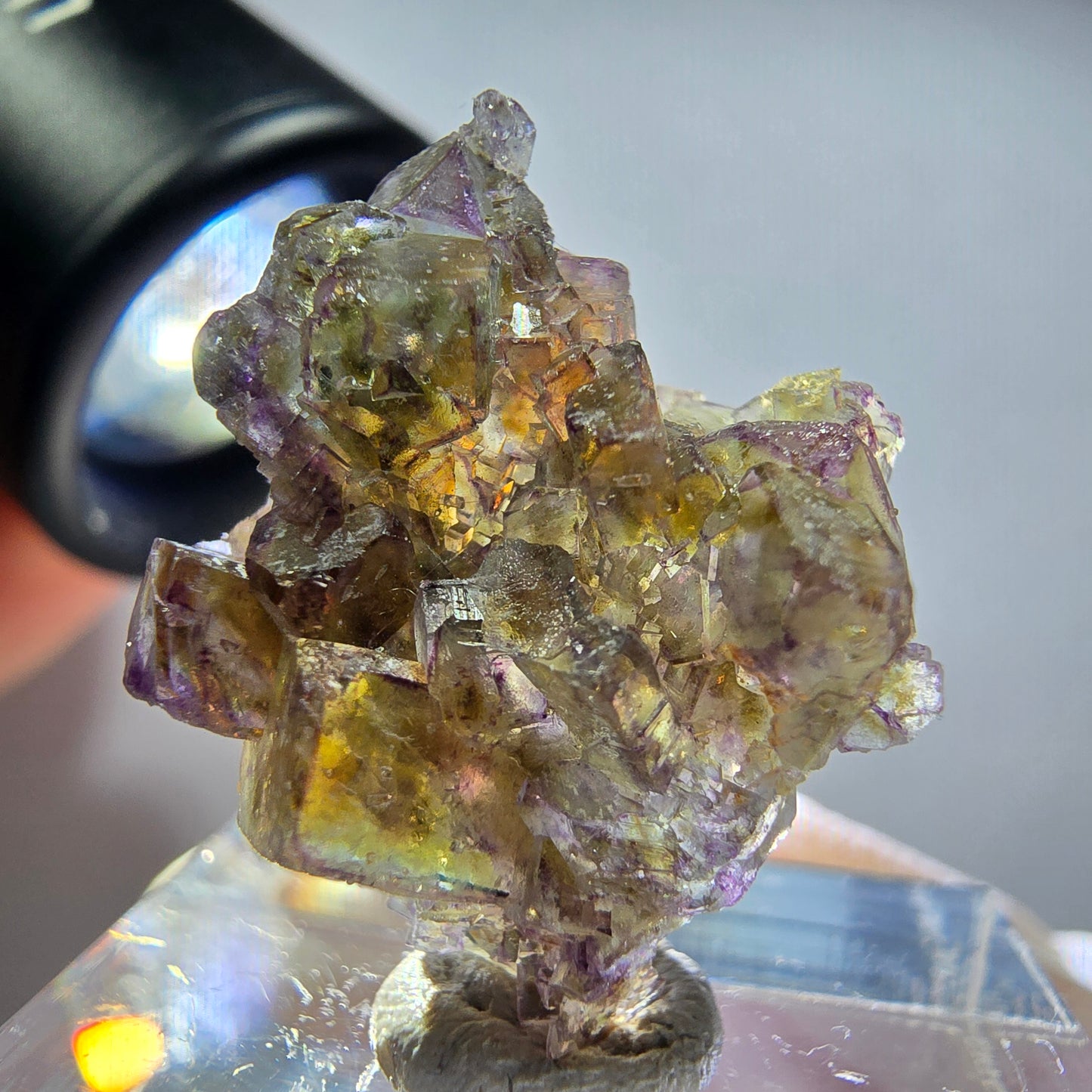 Seltene Phantom Fluorit Würfel Stufe, lila grün gelb Erongo, Namibia 24*20*10mm