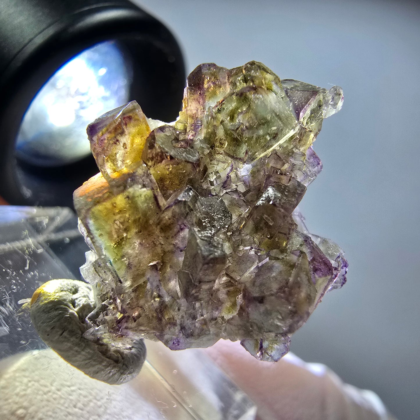 Seltene Phantom Fluorit Würfel Stufe, lila grün gelb Erongo, Namibia 24*20*10mm