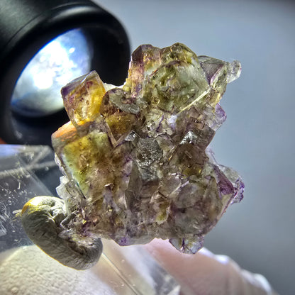 Seltene Phantom Fluorit Würfel Stufe, lila grün gelb Erongo, Namibia 24*20*10mm