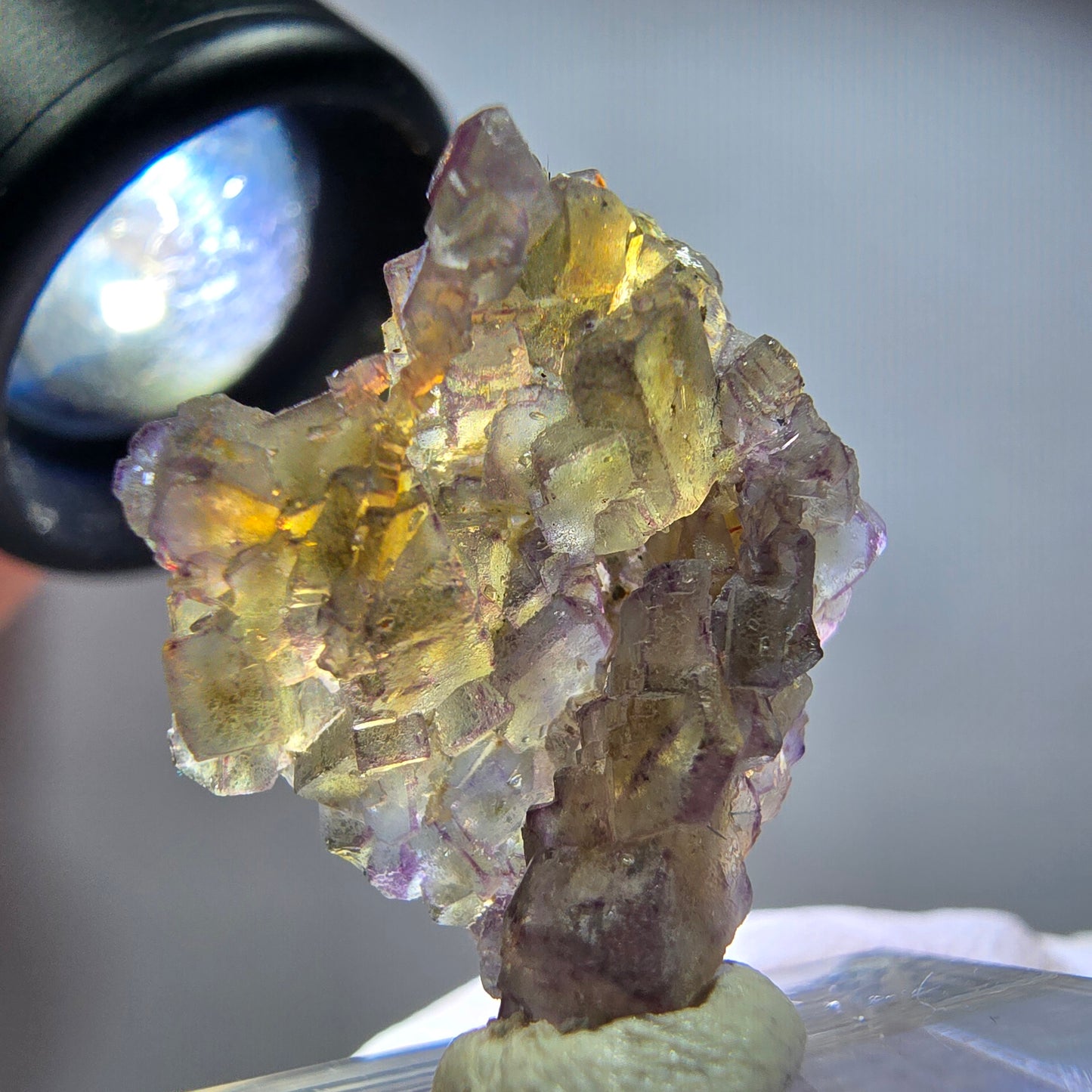 Seltene Phantom Fluorit Würfel Stufe, lila grün gelb Erongo, Namibia 24*20*10mm