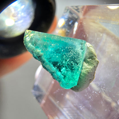 Klarer Phantom Fluorit Würfel Kristall, grün lila blau Erongo, Namibia 13*12*8mm