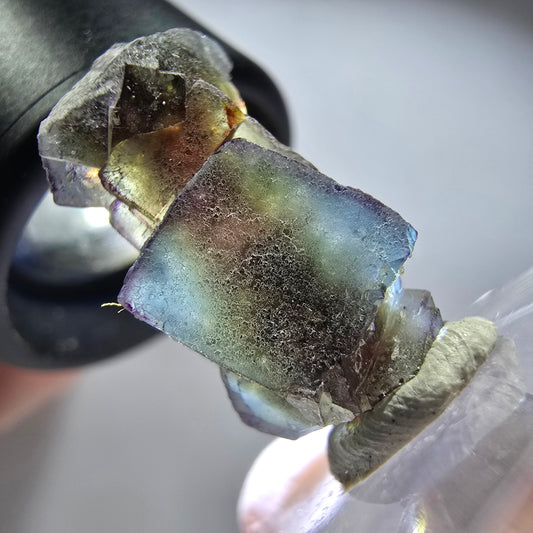 Seltene Phantom Fluorit Würfel Stufe, lila grün gelb, braun Erongo, Namibia 24*12*11mm