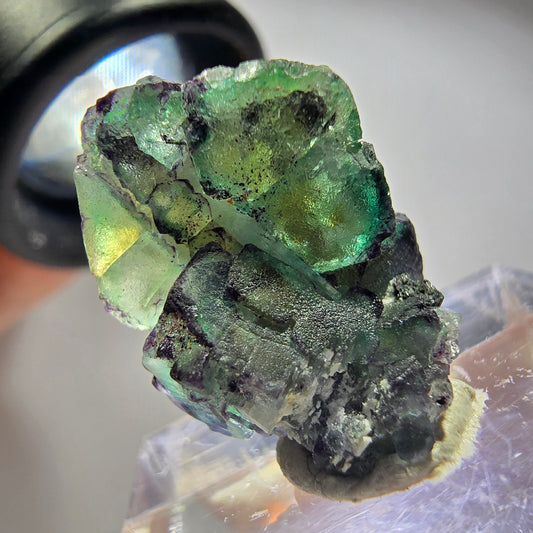 Rare phantom fluorite, zonal, schorl tourmaline, orthoclase specimen, Erongo, Namibia, 22*17*11mm 