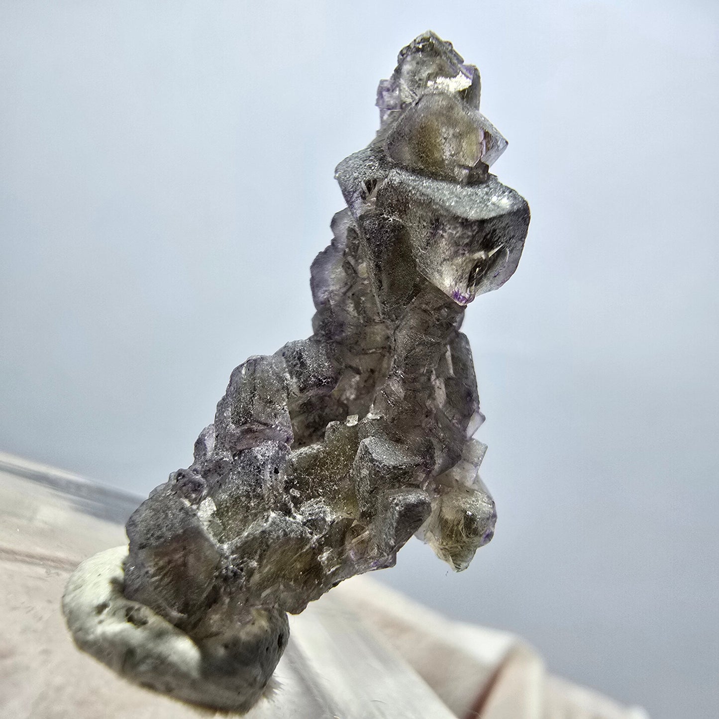 Rare phantom fluorite cube specimen, purple, green, yellow, Erongo, Namibia, 25*13*11mm 