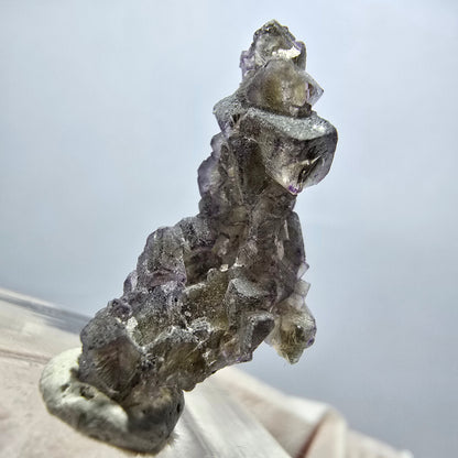 Rare phantom fluorite cube specimen, purple, green, yellow, Erongo, Namibia, 25*13*11mm 