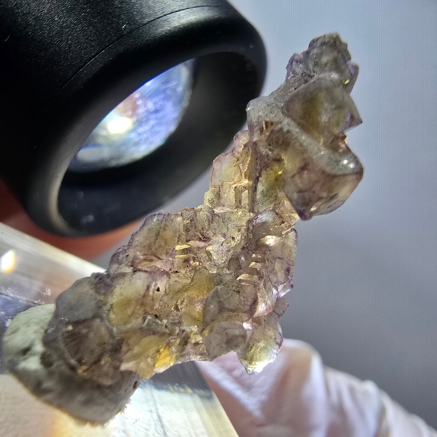 Rare phantom fluorite cube specimen, purple, green, yellow, Erongo, Namibia, 25*13*11mm 