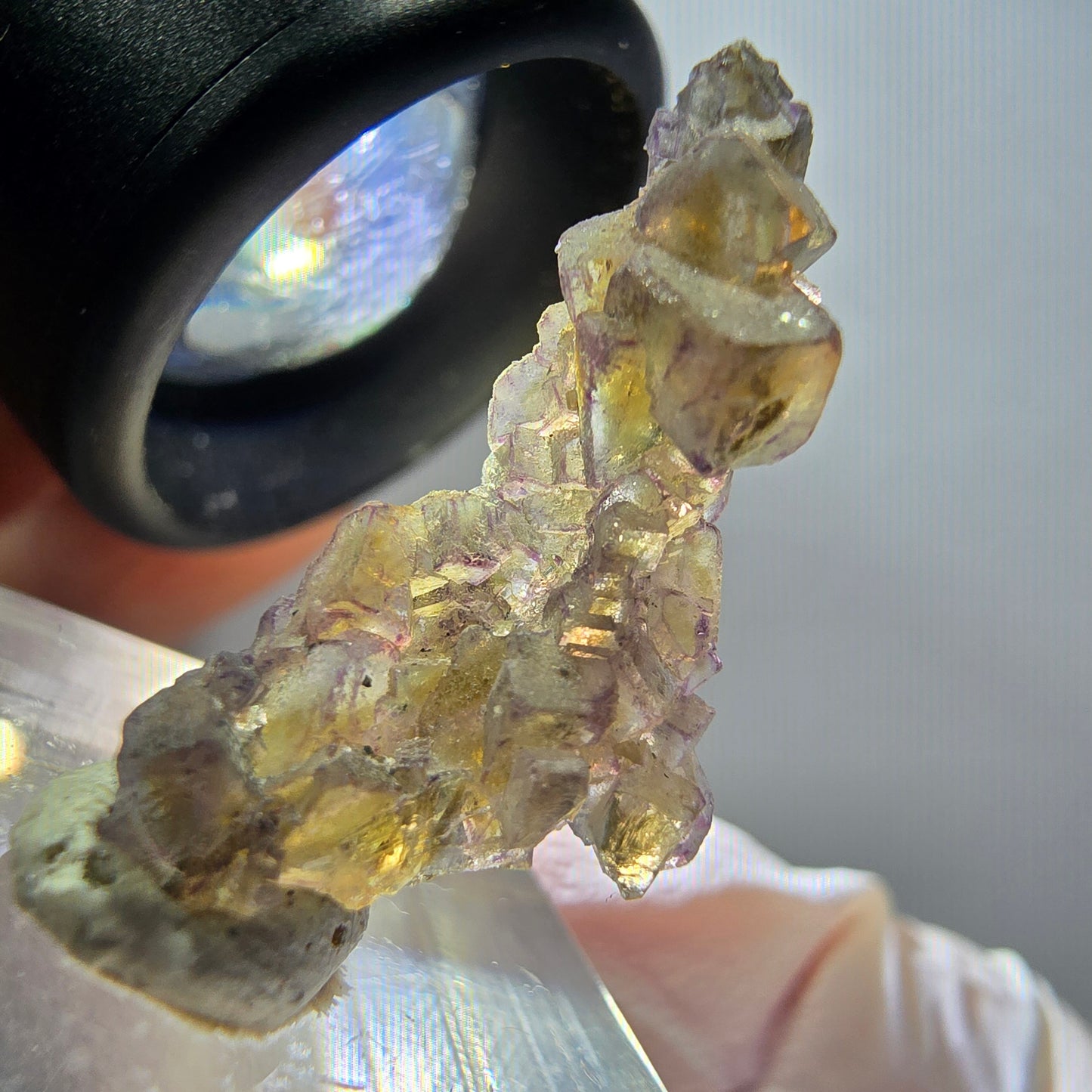 Rare phantom fluorite cube specimen, purple, green, yellow, Erongo, Namibia, 25*13*11mm 