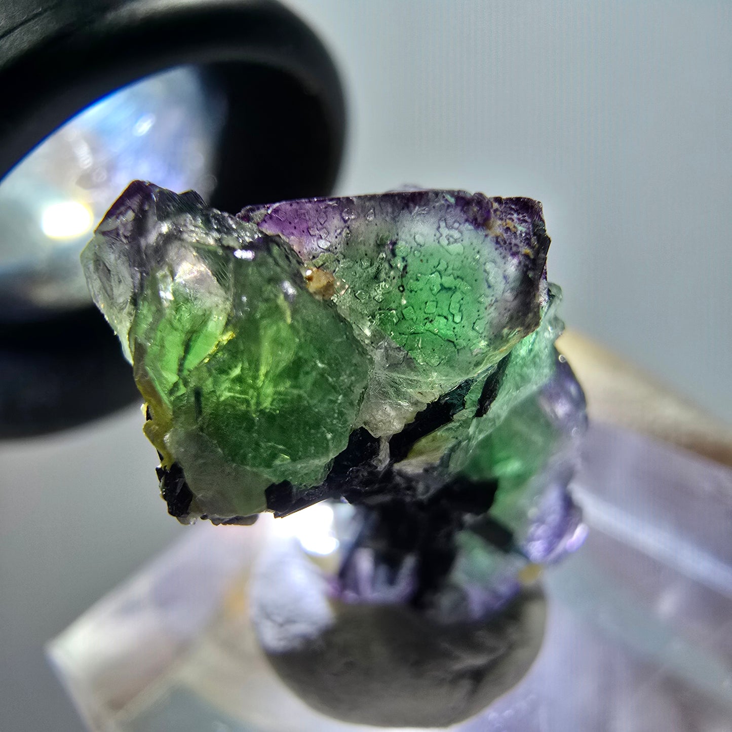 Rare phantom fluorite, zonal, schorl tourmaline, muscovite specimen Erongo, Namibia 24*13*11mm 