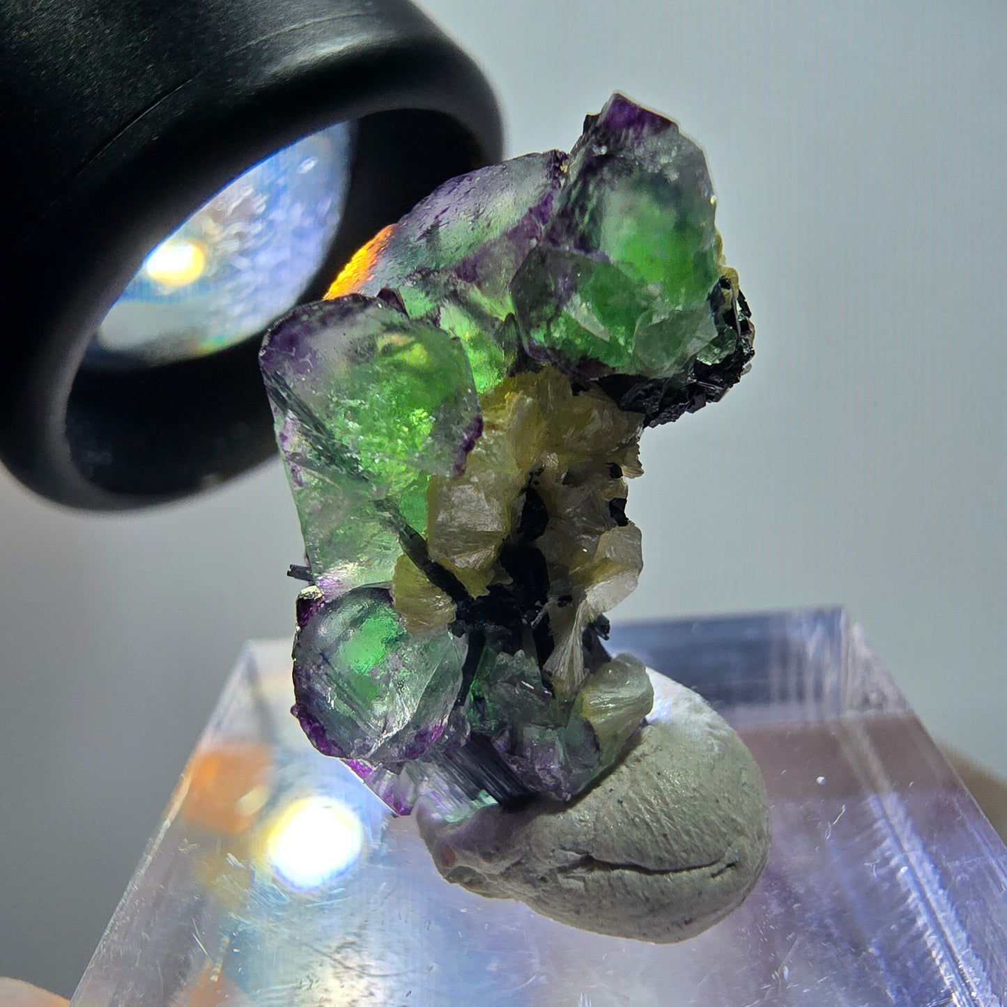 Rare phantom fluorite, zonal, schorl tourmaline, muscovite specimen Erongo, Namibia 24*13*11mm 