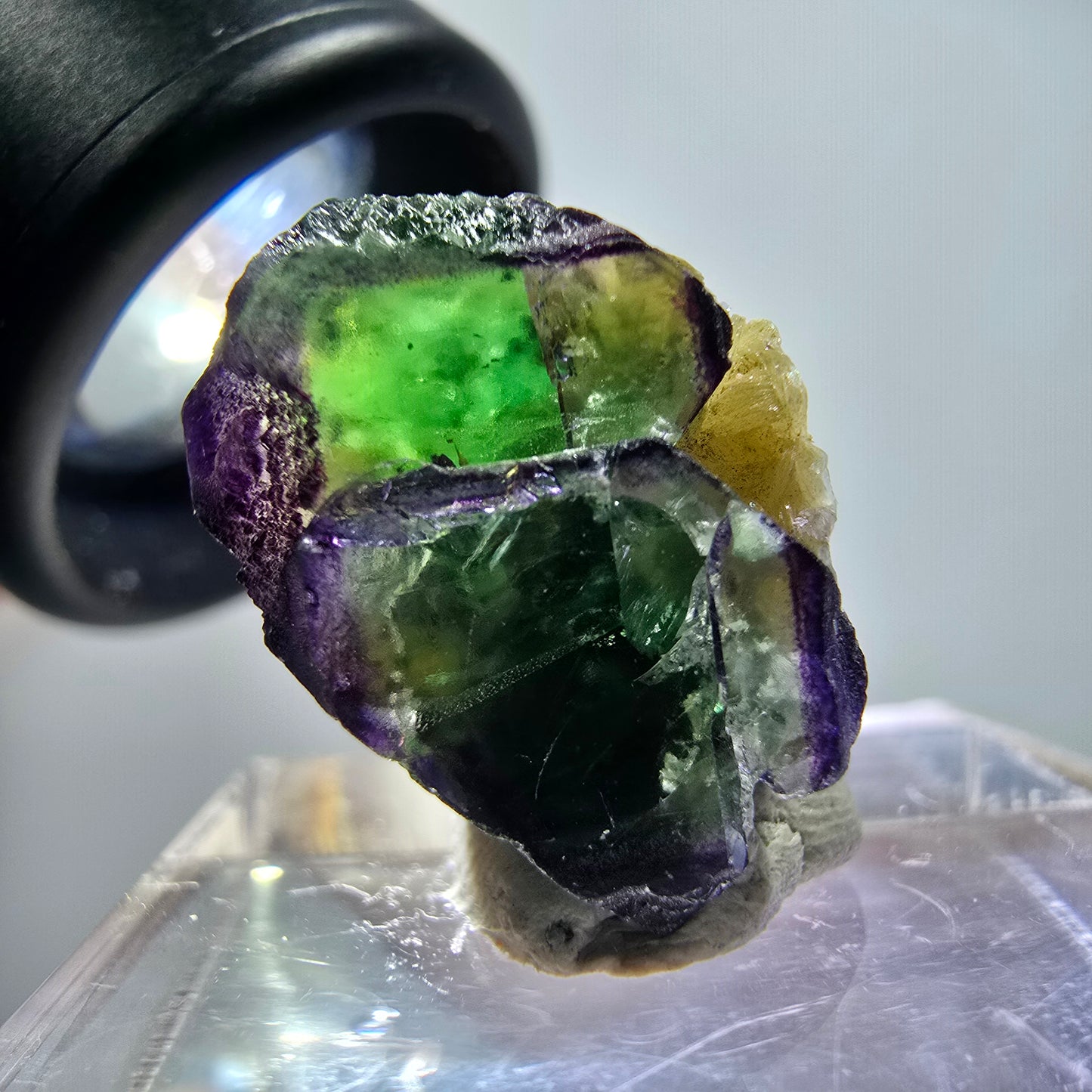 Sehr klare Phantom Fluorit Würfel, Muskovit Stufe Erongo, Namibia 17*12*12mm