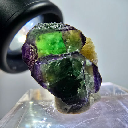 Sehr klare Phantom Fluorit Würfel, Muskovit Stufe Erongo, Namibia 17*12*12mm