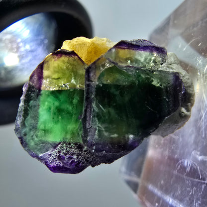 Sehr klare Phantom Fluorit Würfel, Muskovit Stufe Erongo, Namibia 17*12*12mm