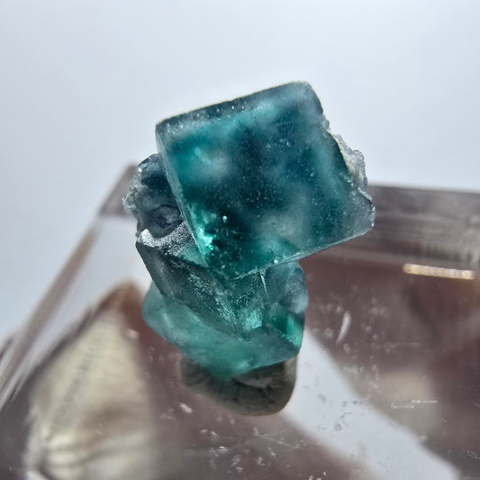 Klare Phantom Fluorit Würfel Stufe, grün lila blau Erongo, Namibia 14*11*7mm