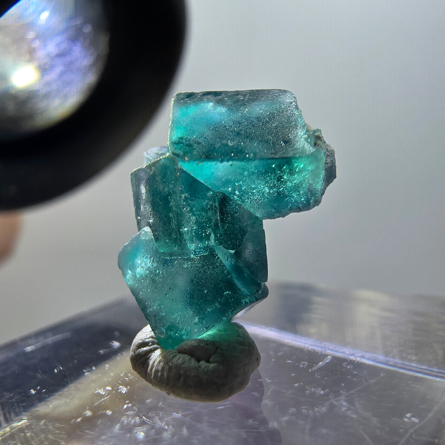 Klare Phantom Fluorit Würfel Stufe, grün lila blau Erongo, Namibia 14*11*7mm