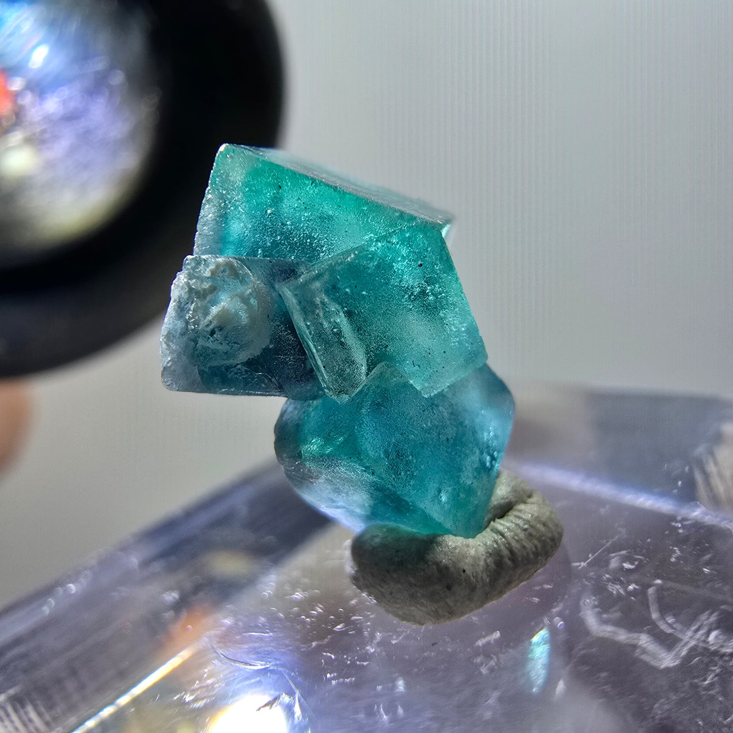 Klare Phantom Fluorit Würfel Stufe, grün lila blau Erongo, Namibia 14*11*7mm