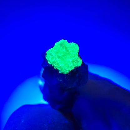 Rare phantom fluorite cube specimen, purple, green, yellow, brown, Erongo, Namibia, 20*9*8mm 