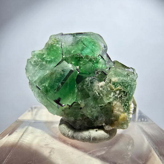 Sehr klare Phantom Fluorit Würfel, zonal Muskovit Stufe Erongo Namibia 23*18*9mm