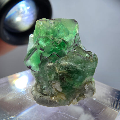 Sehr klare Phantom Fluorit Würfel, zonal Muskovit Stufe Erongo Namibia 23*18*9mm