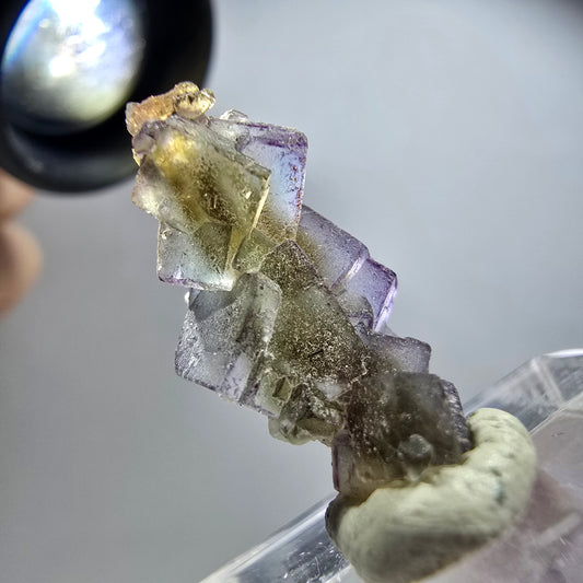 Seltene Phantom Fluorit Würfel Stufe, lila grün gelb, braun Erongo, Namibia 21*11*9mm