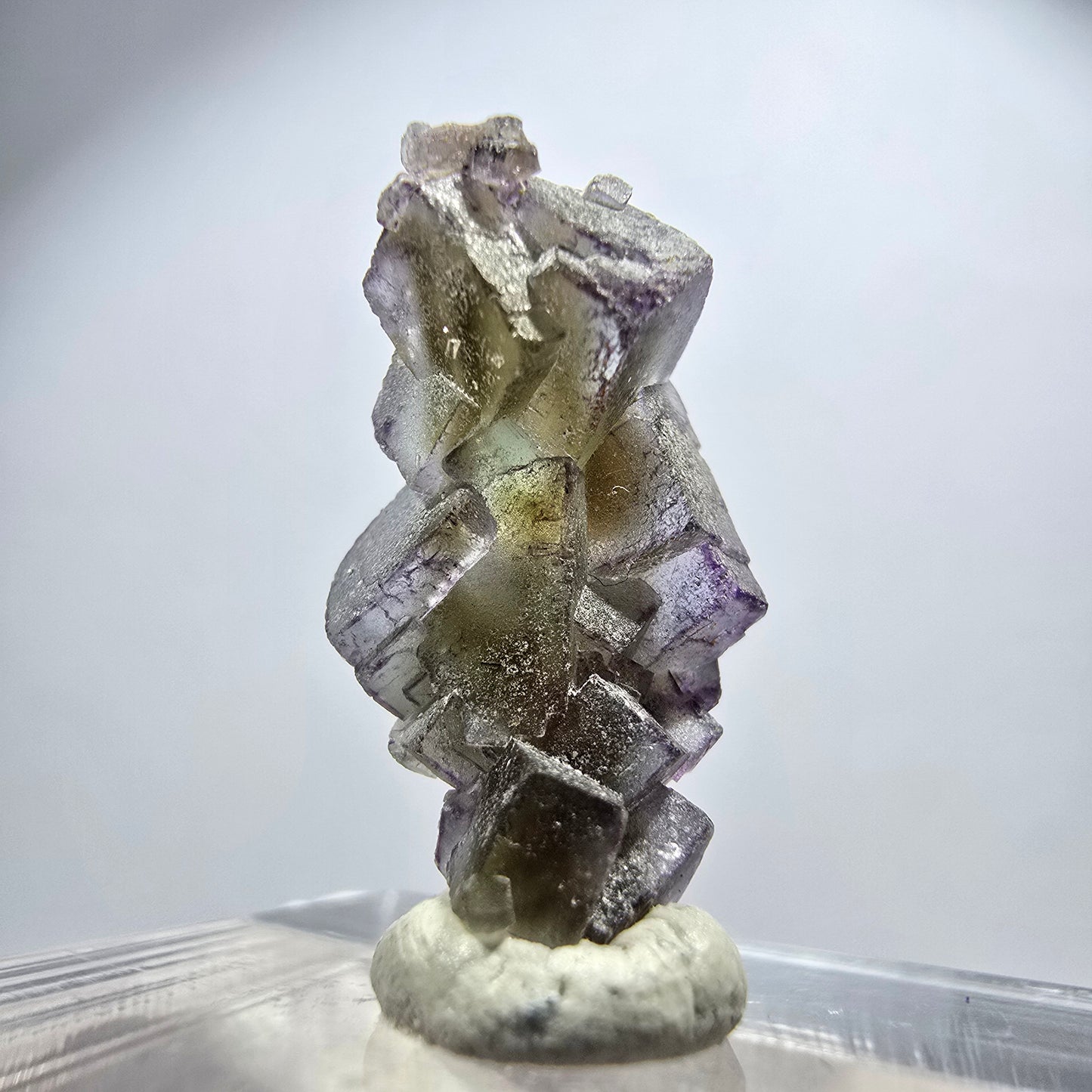 Seltene Phantom Fluorit Würfel Stufe, lila grün gelb, braun Erongo, Namibia 21*11*9mm