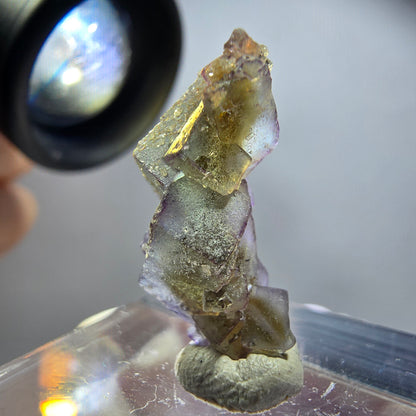 Seltene Phantom Fluorit Würfel Stufe, lila grün gelb, braun Erongo, Namibia 21*11*9mm