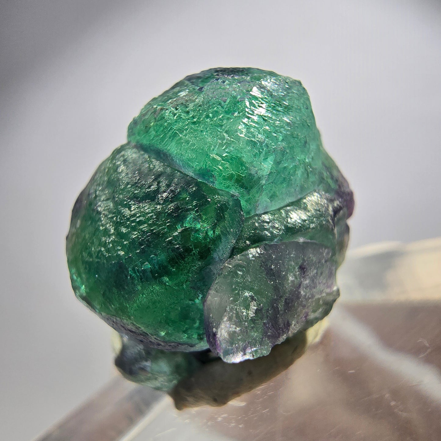 Phantom Fluorit Würfel, Orthoklas Stufe, grün lila blau Erongo, Namibia 21*15*14mm