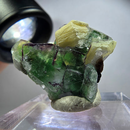 Rare phantom fluorite, zonal, schorl tourmaline, muscovite specimen Erongo, Namibia 26*22*17mm 