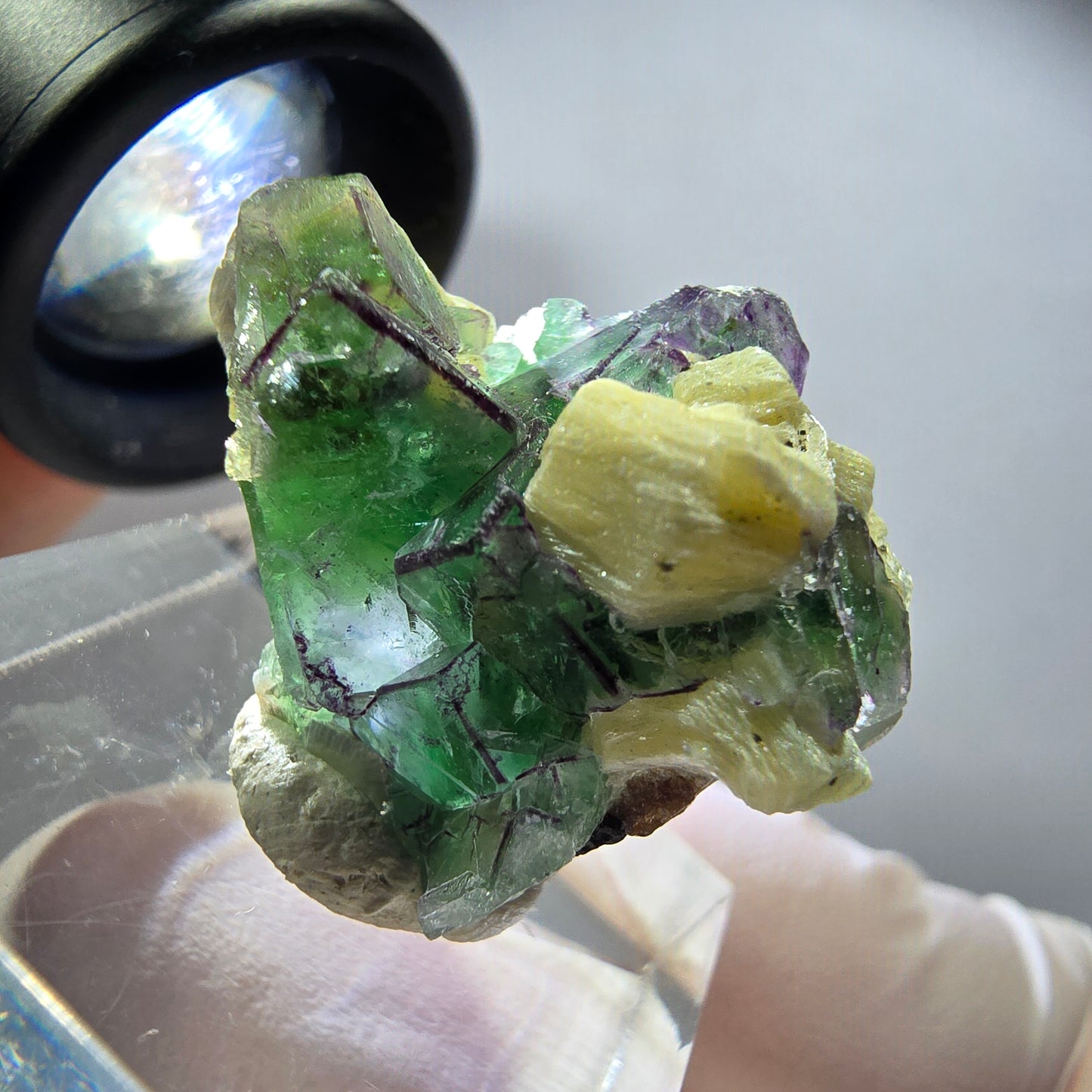 Rare phantom fluorite, zonal, schorl tourmaline, muscovite specimen Erongo, Namibia 26*22*17mm 