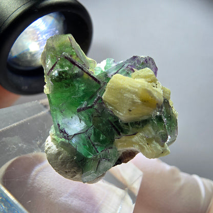 Rare phantom fluorite, zonal, schorl tourmaline, muscovite specimen Erongo, Namibia 26*22*17mm 