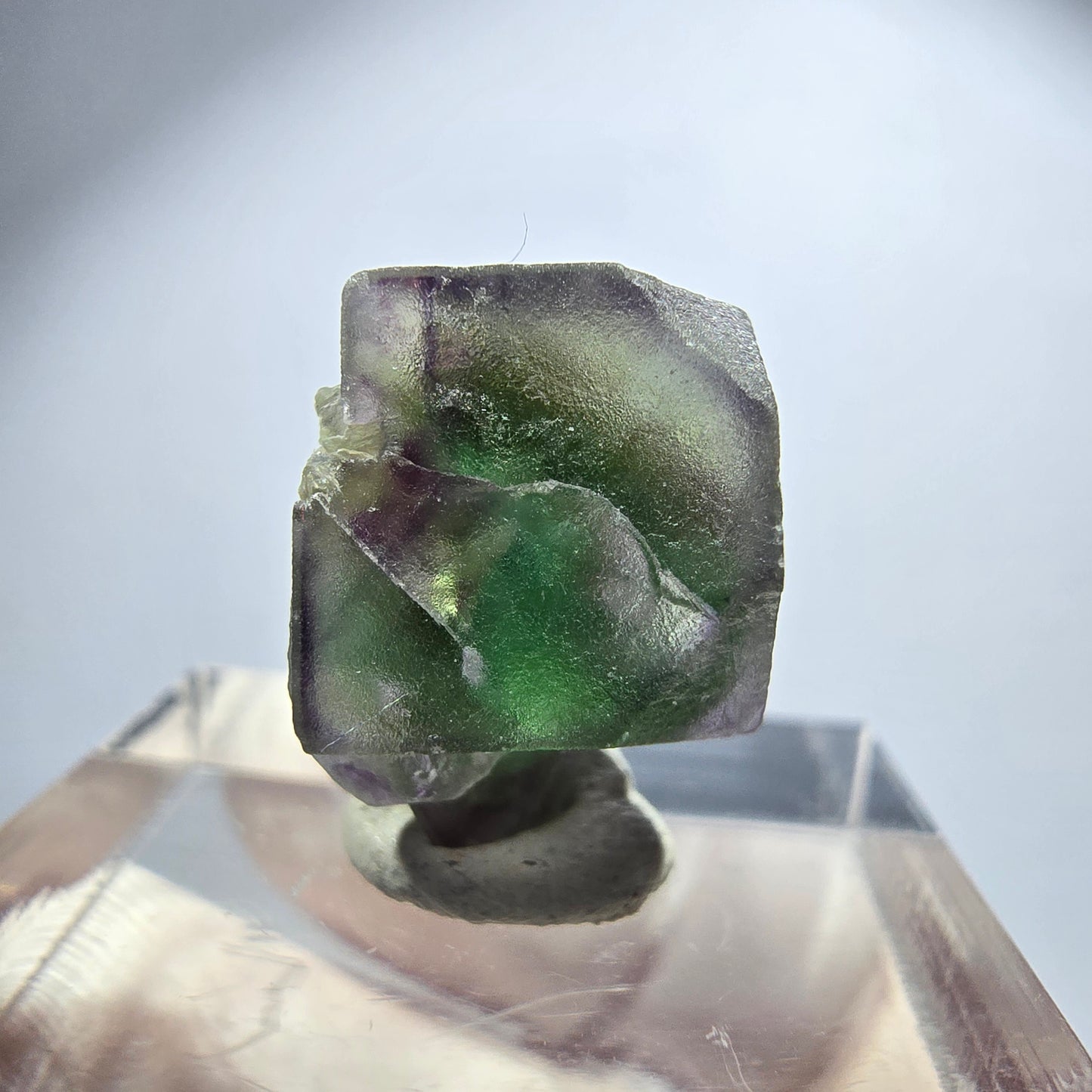 Seltener Phantom Fluorit Würfel Kristall, grün lila Erongo, Namibia 15*12*10mm