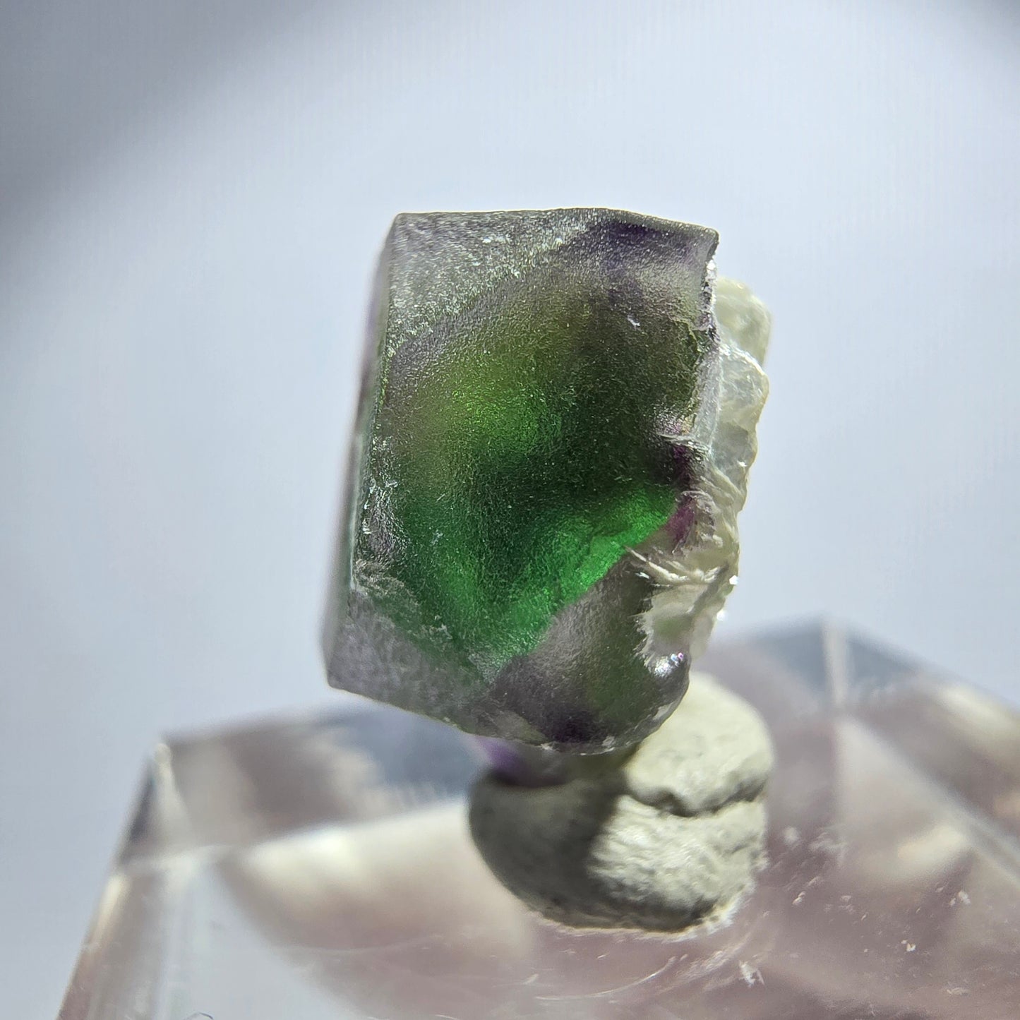 Seltener Phantom Fluorit Würfel Kristall, grün lila Erongo, Namibia 15*12*10mm